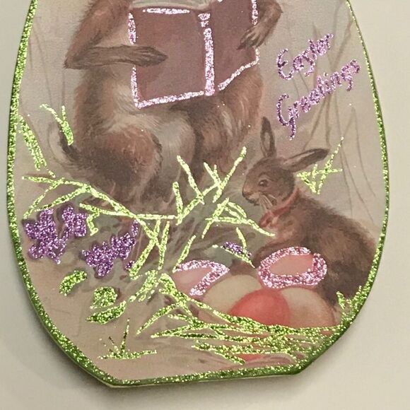 Easter Decor Bunny Rabbit Easter Egg Shelf Sitter Sign - Picture 5 of 7